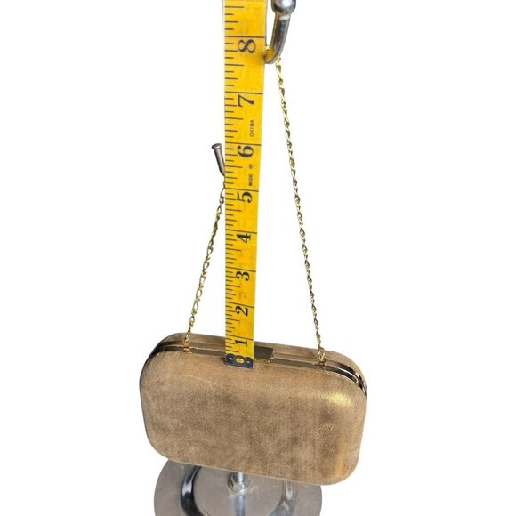 Banana Republic Gold Glitter Genuine Leather Clutch Evening Bag - Picture 8 of 10